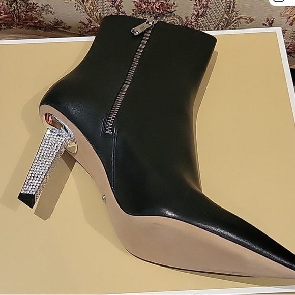 Michael Kors Black Heeled Boots with Silver Accent - Picture 5 of 7